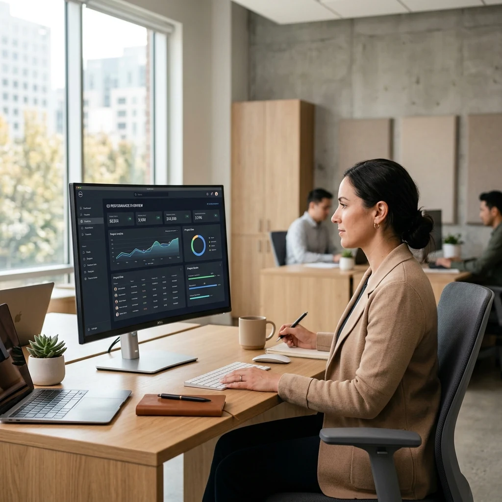 Reviewing a live operations dashboard design at a desk